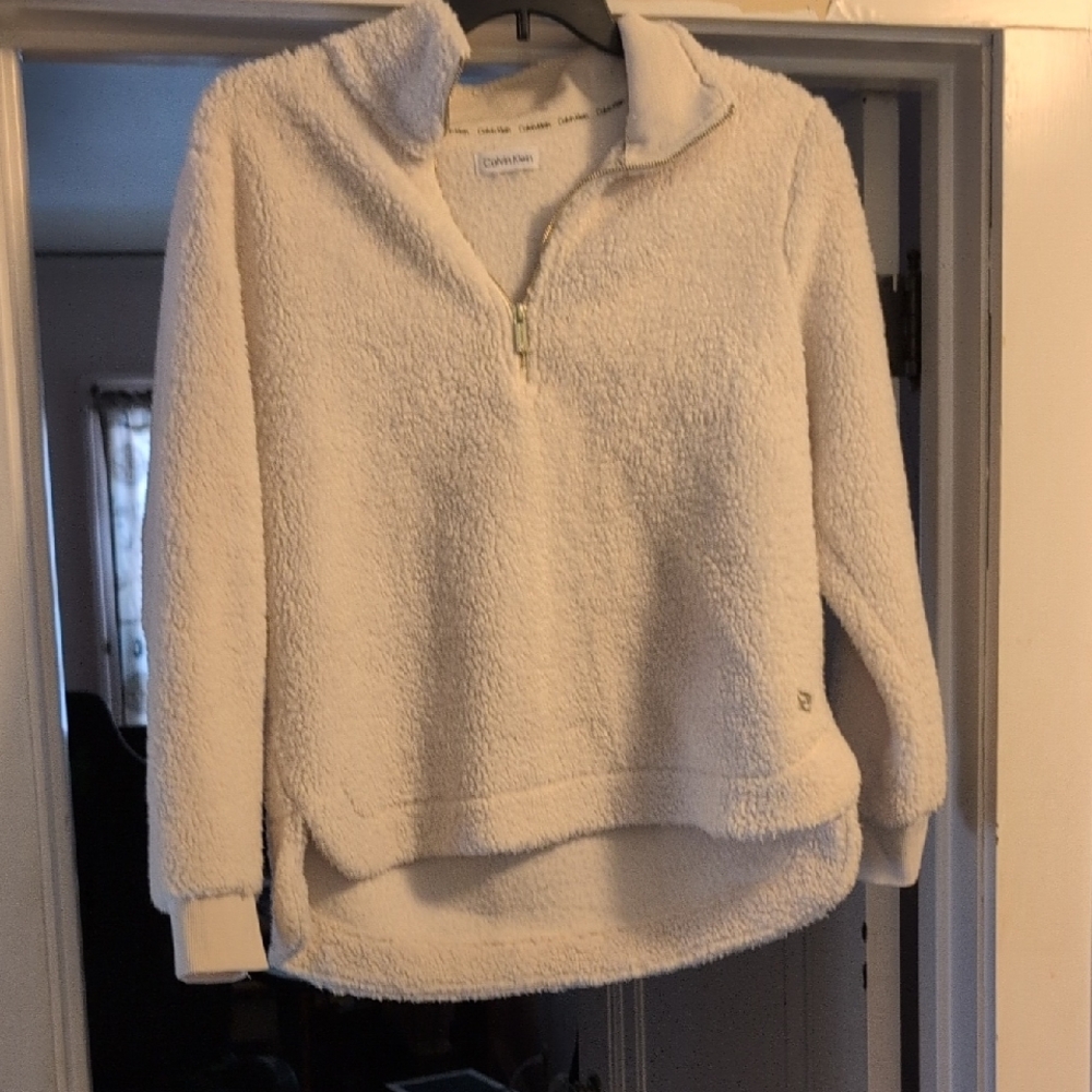 Calvin Klein White Fleece Pullover L